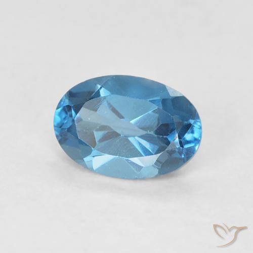 0.61 ct Blue Topaz Stone, Natural Topaz in Oval Facet Shape for Sale