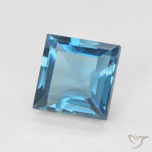 0.80 ct Blue Topaz Stone, Natural Topaz in Square Facet Shape for Sale