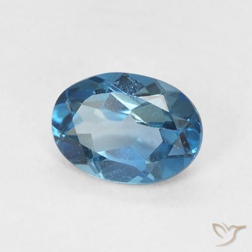 0.80 ct Blue Topaz Stone, Natural Topaz in Oval Facet Shape for Sale