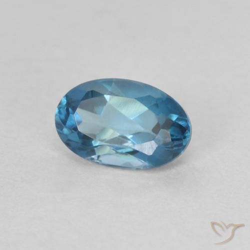 0.60 ct Blue Topaz Stone, Natural Topaz in Oval Facet Shape for Sale