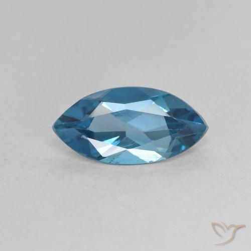 1.25 ct Blue Topaz Stone, Natural Topaz in Marquise Facet Shape for Sale