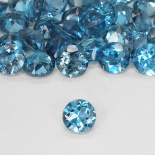 0.53 ct Blue Topaz Gemstone, Topaz Gem in Round Facet Shape for Sale.