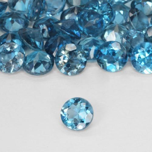 0.53 ct Blue Topaz Stone, Natural Topaz in Round Facet Shape for Sale