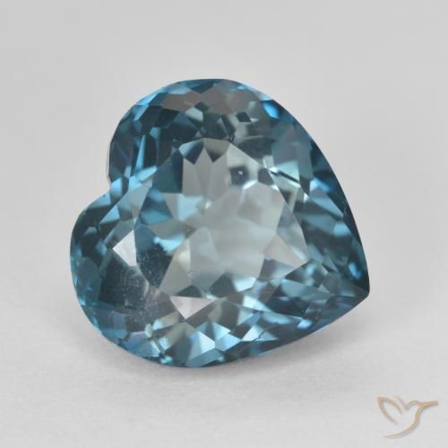 5.87 ct Blue Topaz Stone, Natural Topaz in Heart Facet Shape for Sale