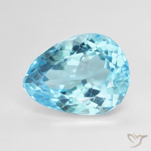 9.63ct Natural Sky Blue Topaz, Pear Shape, VVS