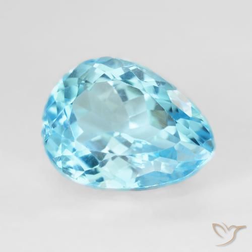 9.63 ct Blue Topaz Stone, Natural Topaz in Pear Facet Shape for Sale