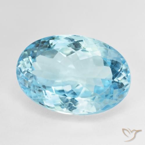 20.66 ct Blue Topaz Stone, Natural Topaz in Oval Facet Shape for Sale