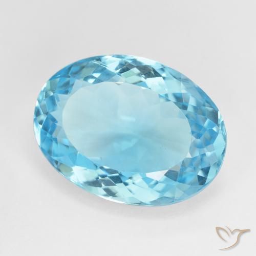 16.90 ct Blue Topaz Stone, Natural Topaz in Oval Facet Shape for Sale