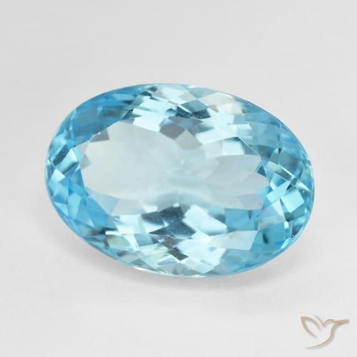 15.02 ct Blue Topaz Stone, Natural Topaz in Oval Facet Shape for Sale