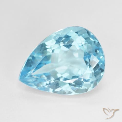 Topacio Azul Corte en forma de pera de 9.29 ct de Brasil, dimensión 15,3 x 11,5mm, piedra preciosa natural Irradiado, claridad vvs-vs, Topacio de 1 pieza en color Azul Suizo, dureza Mohs de 8 Adecuado para joyas de uso diario, Piedra dorada, Photo A