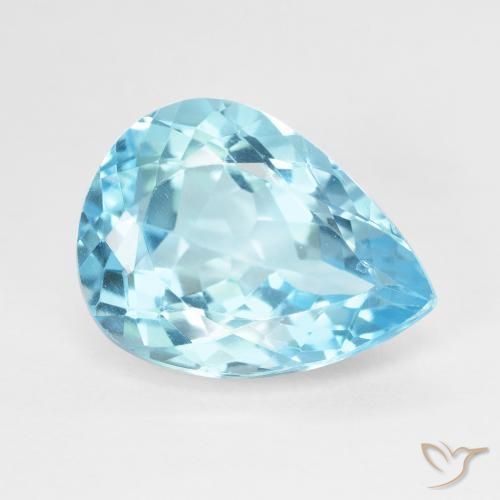 9.29 ct Blue Topaz Stone, Natural Topaz in Pear Facet Shape for Sale