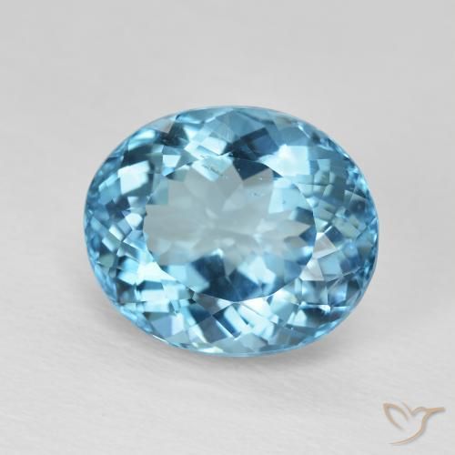 8.17 ct Blue Topaz Stone, Natural Topaz in Oval Facet Shape for Sale