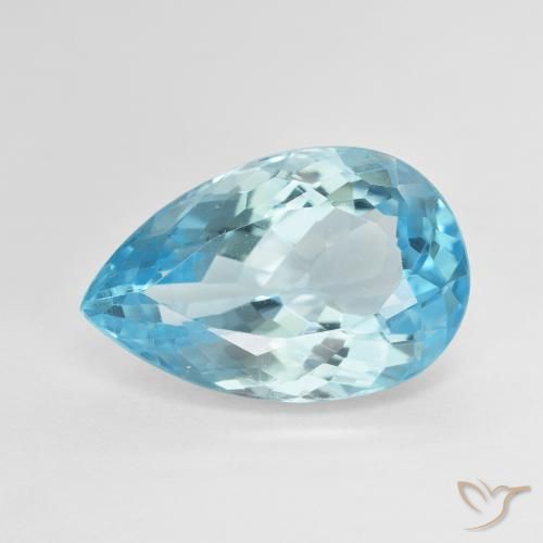 12.40ct Natural Swiss Blue Topaz, Pear Shape, VVS-VS