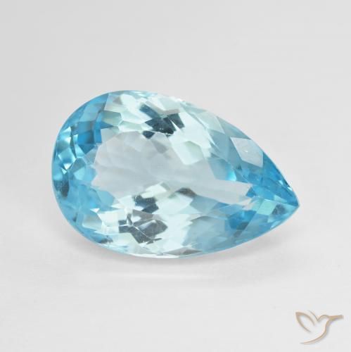 12.40 ct Blue Topaz Stone, Natural Topaz in Pear Facet Shape for Sale