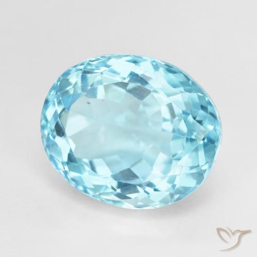 13.82 ct Blue Topaz Stone, Natural Topaz in Oval Facet Shape for Sale