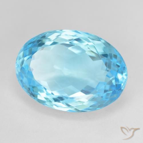 14.91 ct Blue Topaz Stone, Natural Topaz in Oval Facet Shape for Sale