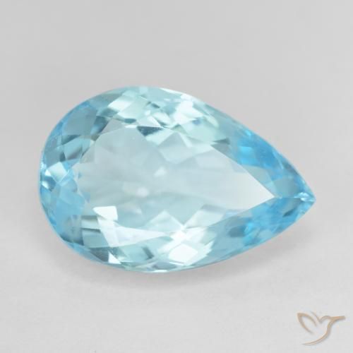 10.12 ct Blue Topaz Stone, Natural Topaz in Pear Facet Shape for Sale