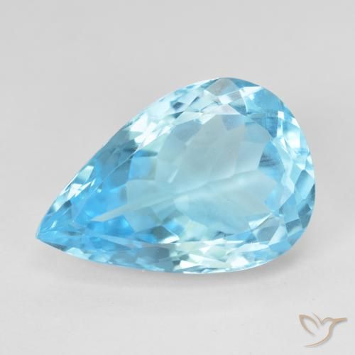 16.95 ct Blue Topaz Stone, Natural Topaz in Pear Facet Shape for Sale