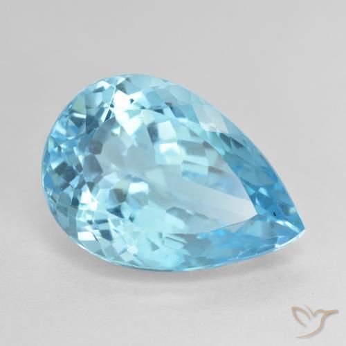 12.53 ct Blue Topaz Stone, Natural Topaz in Pear Facet Shape for Sale
