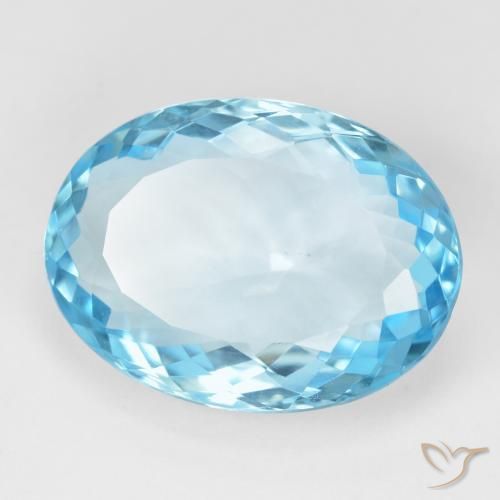 15.69 ct Blue Topaz Stone, Natural Topaz in Oval Facet Shape for Sale