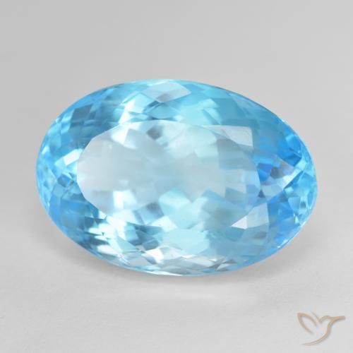 25.28 ct Blue Topaz Stone, Natural Topaz in Oval Facet Shape for Sale