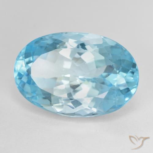 13.40 ct Blue Topaz Stone, Natural Topaz in Oval Facet Shape for Sale