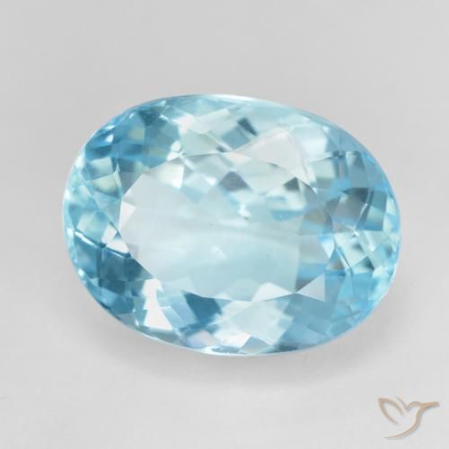 16.94 ct Blue Topaz Stone, Natural Topaz in Oval Facet Shape for Sale