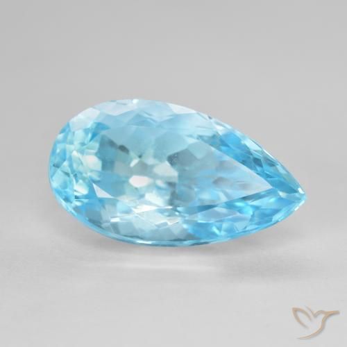 10.99 ct Blue Topaz Stone, Natural Topaz in Pear Facet Shape for Sale