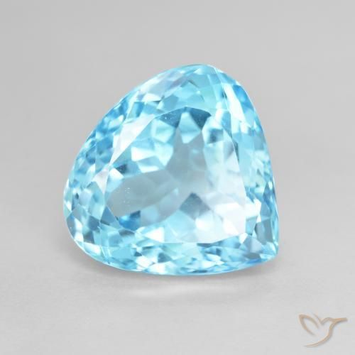 12.90ct Natural Swiss Blue Topaz, Pear Shape, VS
