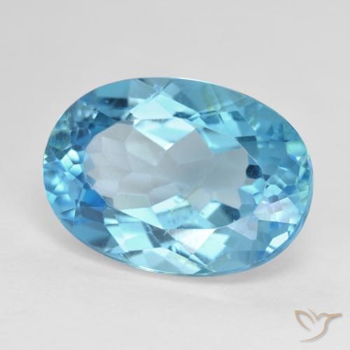 16.90 ct Blue Topaz Stone, Natural Topaz in Oval Facet Shape for Sale