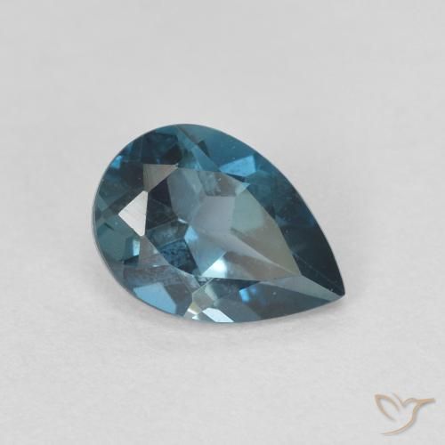 0.80 ct Blue Topaz Stone, Natural Topaz in Pear Facet Shape for Sale