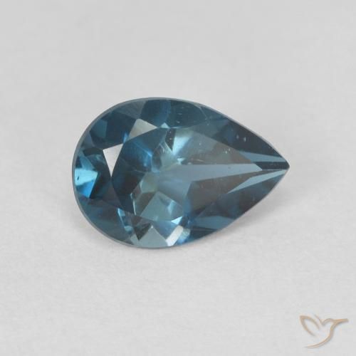 0.78 ct Blue Topaz Stone, Natural Topaz in Pear Facet Shape for Sale