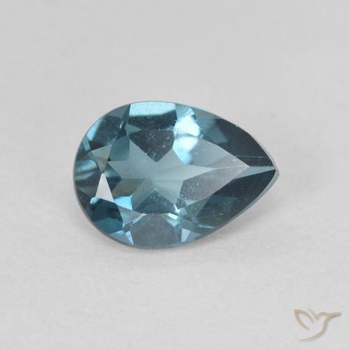 0.76 ct Blue Topaz Stone, Natural Topaz in Pear Facet Shape for Sale