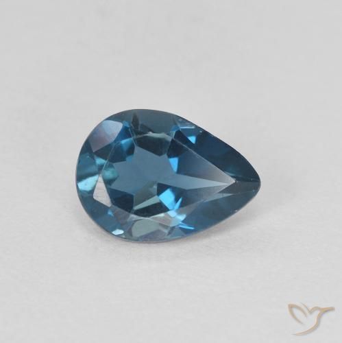 0.82 ct Blue Topaz Stone, Natural Topaz in Pear Facet Shape for Sale