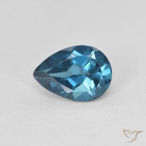 0.92 ct Blue Topaz Stone, Natural Topaz in Pear Facet Shape for Sale