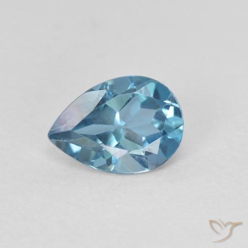 0.87 ct Blue Topaz Stone, Natural Topaz in Pear Facet Shape for Sale