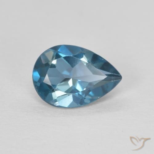 0.80 ct Blue Topaz Stone, Natural Topaz in Pear Facet Shape for Sale
