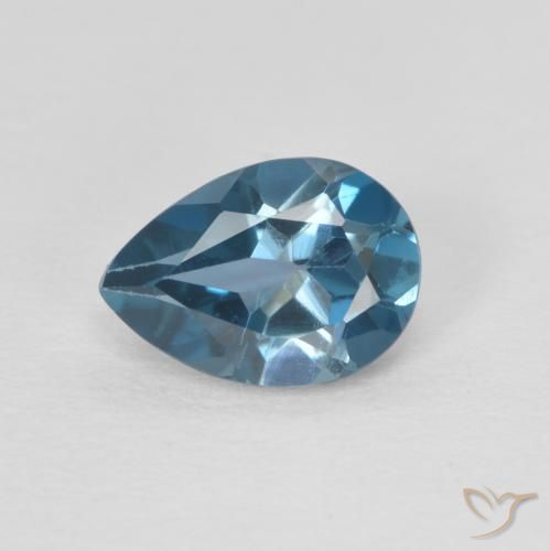 0.82ct Natural London Blue Topaz, Pear Shape, VVS