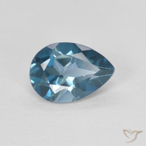 0.82 ct Blue Topaz Stone, Natural Topaz in Pear Facet Shape for Sale