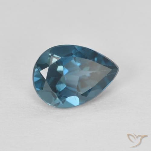 0.87 ct Blue Topaz Stone, Natural Topaz in Pear Facet Shape for Sale
