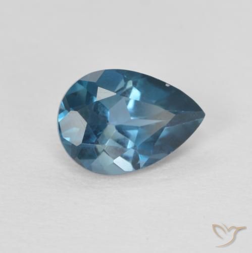 0.85 ct Blue Topaz Stone, Natural Topaz in Pear Facet Shape for Sale