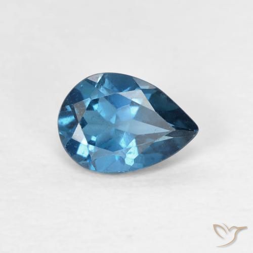 0.77 ct Blue Topaz Stone, Natural Topaz in Pear Facet Shape for Sale