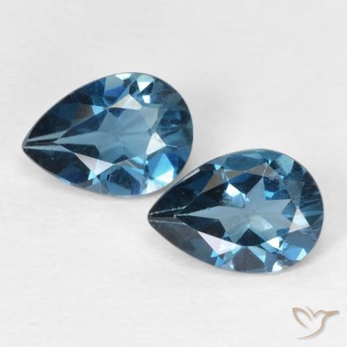 1.4 ct Loose London Blue Topaz, 7 x 5 mm Pear Cut From Brazil, Photo A