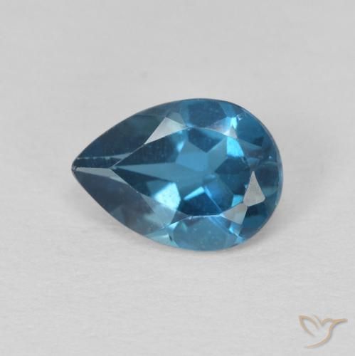 0.81ct Natural London Blue Topaz, Pear Shape, VS, Photo A