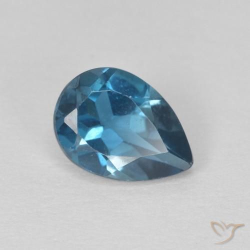 0.81 ct Blue Topaz Stone, Natural Topaz in Pear Facet Shape for Sale