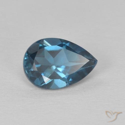 0.87 ct Blue Topaz Stone, Natural Topaz in Pear Facet Shape for Sale