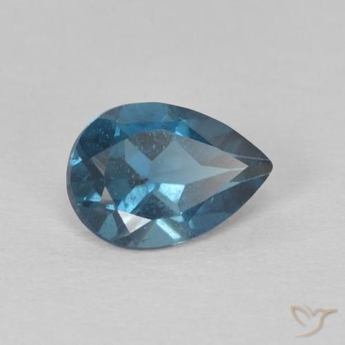 0.84 ct Blue Topaz Stone, Natural Topaz in Pear Facet Shape for Sale