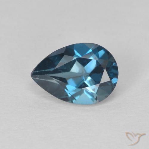 0.85ct Natural London Blue Topaz, Pear Shape, VS