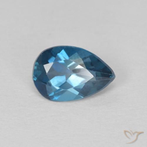 0.65 ct Blue Topaz Stone, Natural Topaz in Pear Facet Shape for Sale