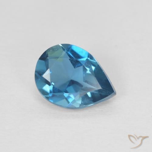 0.80 ct Blue Topaz Stone, Natural Topaz in Pear Facet Shape for Sale
